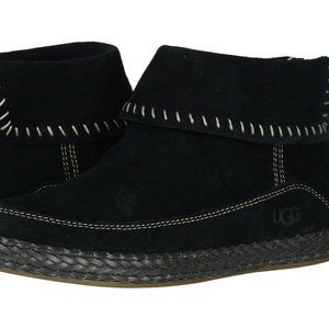 Ugg Varney Black Suede Moccasin Booties NWT